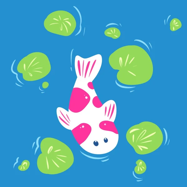 Giapponese carpa koi pesce lago cartone animato — Foto Stock