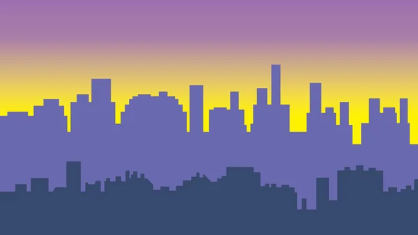 O pôr-do-sol na cidade. Cityscape silhueta nascer do sol —  Vetores de Stock