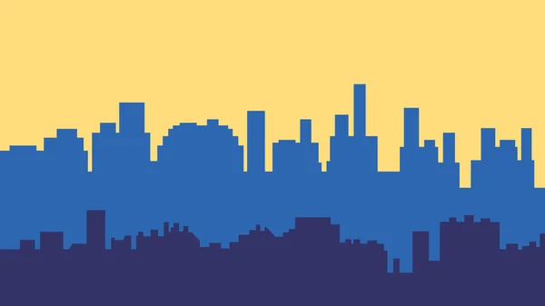 Puesta de sol en la ciudad. Silueta Cityscape amanecer — Vector de stock