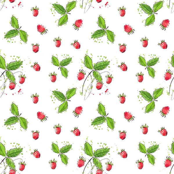 Akvarell varrat nélküli mintát élénkpiros eprek — Stock Fotó
