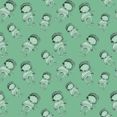 kalem kroki, kız bir elbise, kağıt arka plan dijital doku, kalem kroki sorunsuz ve kesintisiz Tekstil,