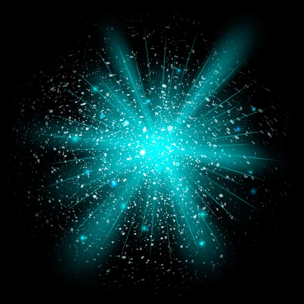 Neon blue glitter particles background effect. — Stock Vector