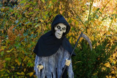 TORONTO, CANADA 29 EKİM 2025: Cadılar Bayramı süsleri tatil öncesi bir eve asıldı..