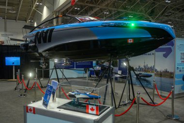 Toronto, ON, Kanada - 20 Ocak 2026: NV1, Toronto Uluslararası Boat Show 'da hidrofoiling elektrikli tekne, yenilikçi deniz teknolojisi ve sürdürülebilirlik sergileniyor