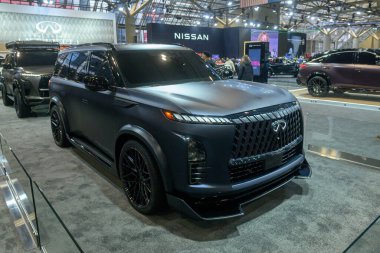 Toronto, ON, Kanada - 13 Şubat 2026: Infiniti QX Monograph konsepti Kanada Uluslararası Otomobil Fuarı 'nda gelişmiş tasarım ve lüks sergileniyor