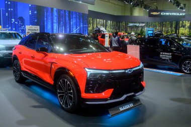 Toronto, ON, Kanada - 14 Şubat 2026: Chevrolet Blazer EV, Kanada Uluslararası Otomobil Fuarı 'nda sunuldu.