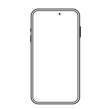 Mobil aygıt şablonunu temsil eden boş ekran minimal vektör illüstrasyonlu modern akıllı telefonun ana hatları
