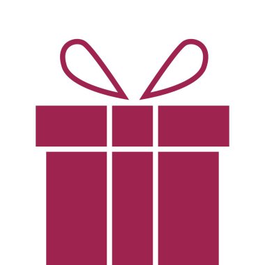 Beyaz arkaplanda kurdelesi olan basit kırmızı hediye kutusu simgesi mevcut, sürpriz veya kutlamayı temsil eder