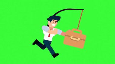 Animasyon Karakteri Kariyer Kovalama Evrak Çantası