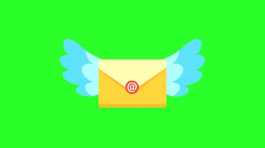 Hızlı İletişim Konsepti için Kanatlı Uçan E- posta Zarfı