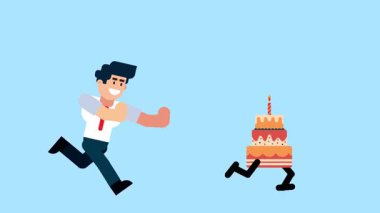 Kutlama keki peşinde koşan adam