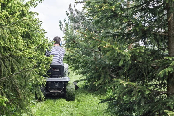 Der Mann mäht ein Gras — Stockfoto