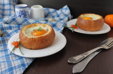 Çörek pişmiş yumurta 