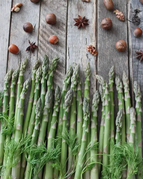 Fresh Green Asparagus Bunch Cooking — Stock Photo, Image