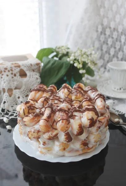 Gâteau Aux Éclairs Chocolat Crème — Photo