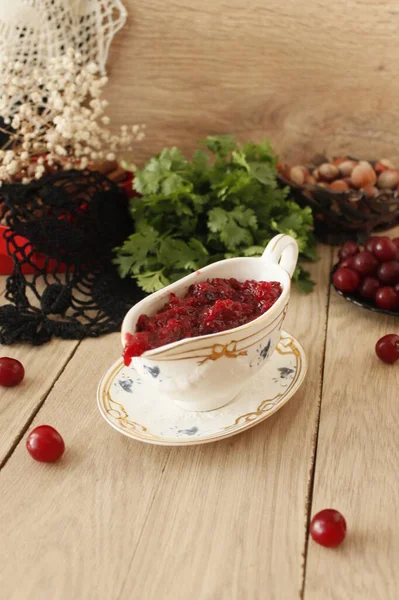 Cherry Sauce Sour Cherries — Stock Photo, Image