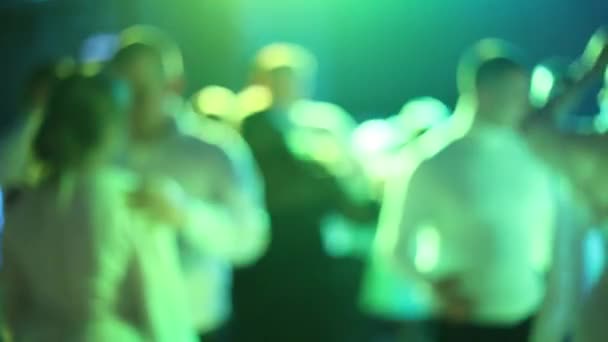 Blurred Silhouettes People Dancing Party Nightclub Soft Focus Slow Motion — Stock Video