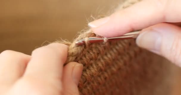 Femme Est Crochet Partir Matériaux Respectueux Environnement Fibre Jute Pour — Video