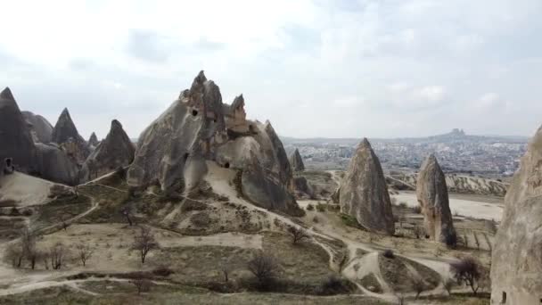 Amazing Cappadocia Landscape Travel Aerial View Adventure Turkey Travel Destination — Stock Video