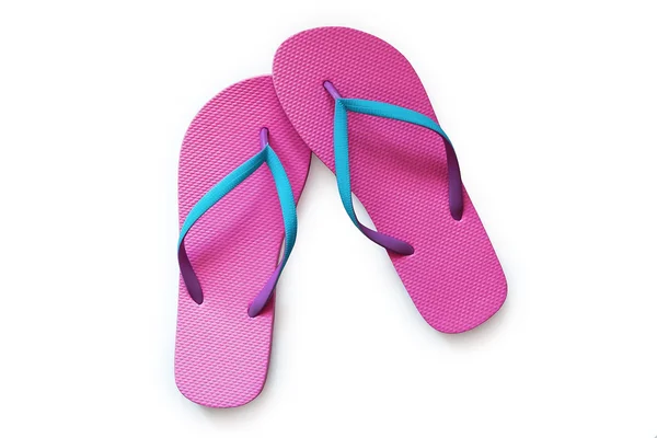 Rózsaszín flip flops elszigetelt fehér háttér — Stock Fotó