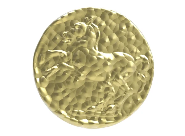 3D απεικόνιση νόμισμα με άλογο. εικονίδιο κέρμα. το κεφάλι του αλόγου. κρουασάν κέρμα. ζάχαρη γλυκά. Αρχαία μεταλλικό χρυσό νόμισμα. Ρωμαϊκής Αυτοκρατορίας χρήματα. — Φωτογραφία Αρχείου