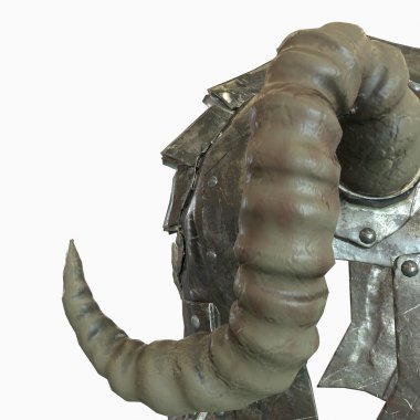 Beyaz zemin üzerine boynuzları 3d çizim ile eski eski kask