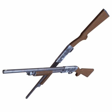 Ithaca eski av tüfeği 3d resimde beyaz arka plan üzerinde