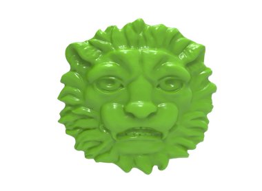 Aslan başı 3D Illustration. bir aslan metal başkanı. Takı başkanı aslan. Aslan altın başkanı. Aslan ahşap başkanı. Aslan şeffaf başkanı. elmas çizik kırık