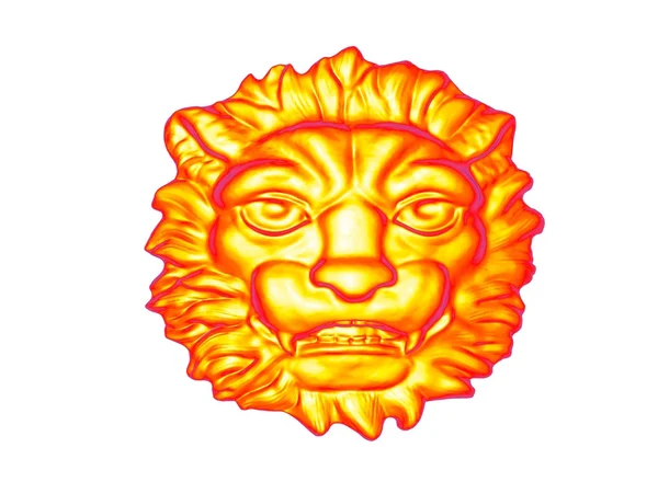 3D illustration av lejonhuvud. metall huvudet av ett lejon. smycken chef för lion. guld-huvudet av lion. trä chef för lion. transparent chef för lion. Diamond knäckt repade — Stockfoto