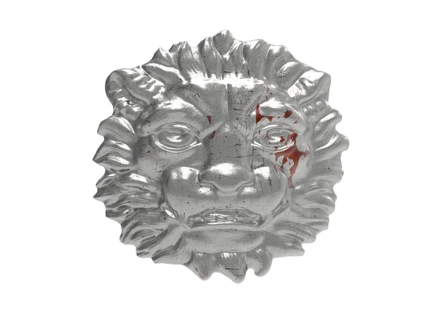 3D illustration av lejonhuvud. metall huvudet av ett lejon. smycken chef för lion. guld-huvudet av lion. trä chef för lion. transparent chef för lion. Diamond knäckt repade — Stockfoto