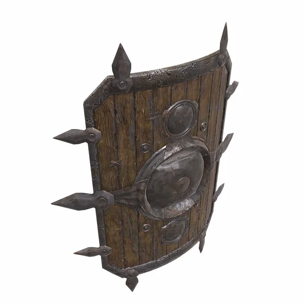 Vecchio antico scudo illustrazione 3D — Foto Stock