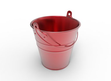 kova beyaz arka plan gölge izole nesnesi üzerindeki 3d çizim. su tutmak için basit bir araç. 