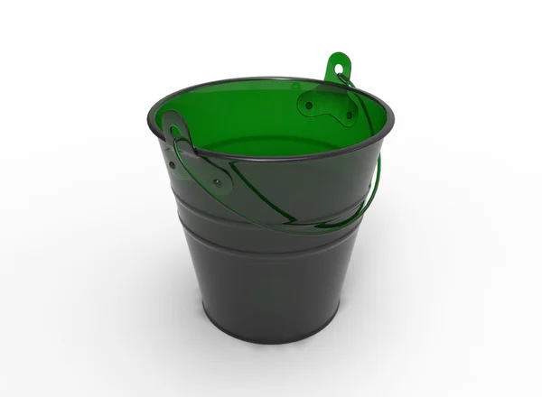 Bucket 3D illustration on white background isolated object with shadow. simple tool for keeping water. — Stock Photo, Image