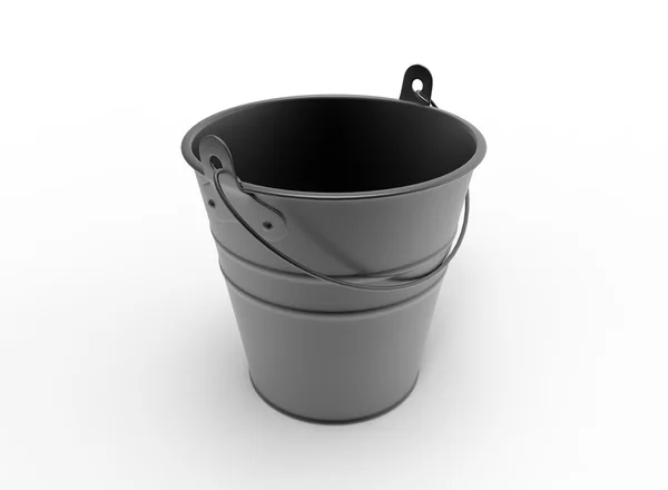 Wiadro 3d ilustracja na białym tle na białym tle obiekt z cienia. proste narzędzie do przechowywania wody. — Zdjęcie stockowe