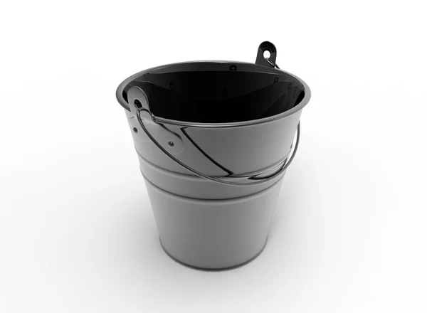 Emmer 3d illustratie op witte achtergrond geïsoleerde object met schaduw. eenvoudige tool voor het bijhouden van de water. — Stockfoto