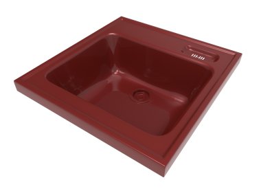 mutfak lavabo üzerinde izole beyaz arka plan. kullanımı kolay. Metall. ev işi. 3D çizim