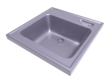 mutfak lavabo üzerinde izole beyaz arka plan. kullanımı kolay. Metall. ev işi. 3D çizim
