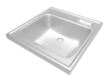 mutfak lavabo üzerinde izole beyaz arka plan. kullanımı kolay. Metall. ev işi. 3D çizim