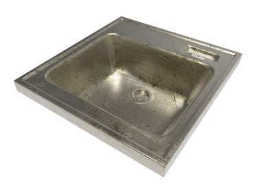 mutfak lavabo üzerinde izole beyaz arka plan. kullanımı kolay. Metall. ev işi. 3D çizim