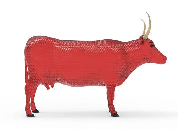 3D obrázek krávy, na bílém pozadí, izolovaná, se stínem — Stock fotografie