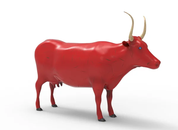 3D απεικόνιση της αγελάδας, σε λευκό φόντο απομονωμένη, με σκιά — Φωτογραφία Αρχείου