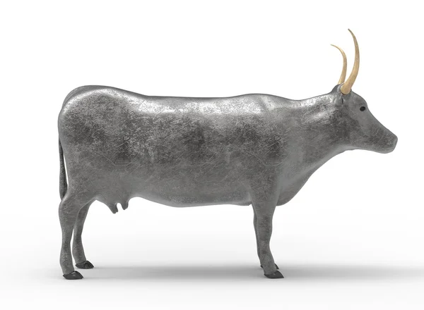 Illustrazione 3D della mucca, su sfondo bianco isolato, con ombra — Foto Stock