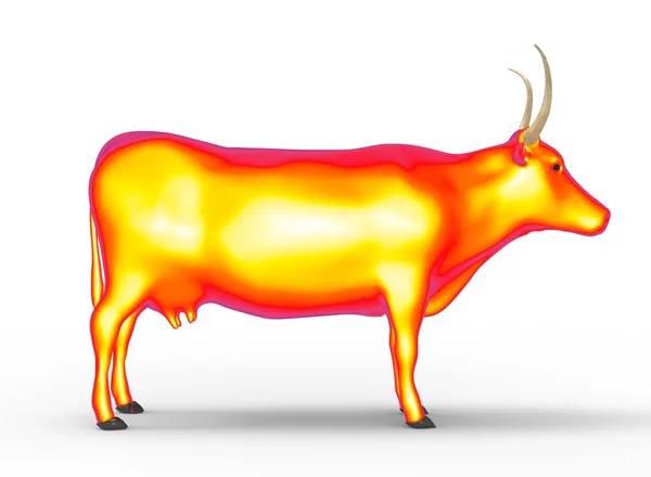 3D ілюстрація корови, на білому тлі ізольовані, з тіні — стокове фото