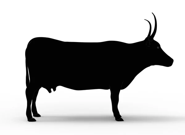 3D illustratie van de koe, op witte achtergrond geïsoleerd, met schaduw — Stockfoto