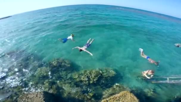 Snorkeling nel bellissimo mare . — Video Stock