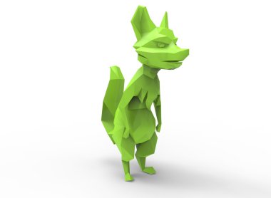 tilki karakteri. karikatür düşük poli