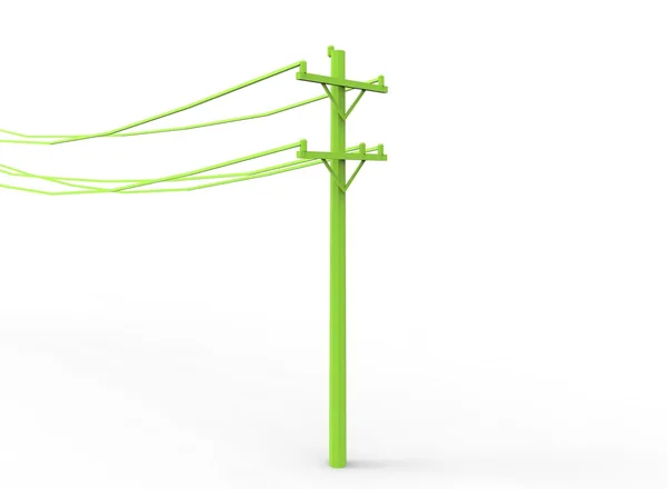 3D illustratie van eenvoudige elektrische paal met draden. Stockfoto