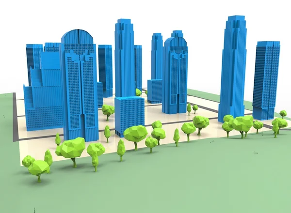 3d ilustración de ciudad simple con árboles . — Foto de Stock