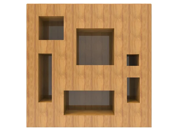 Illustrazione 3d di scaffali in legno . — Foto Stock
