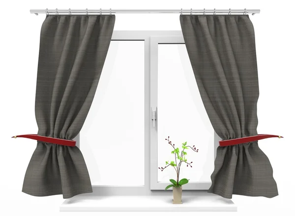 çiçek penceresiyle 3D çizimi. 